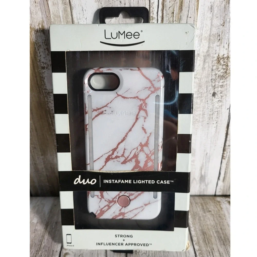 LuMee‎ Duo InstaFame Lighted iPhone Case Rose Gold Marble Strong Influencer